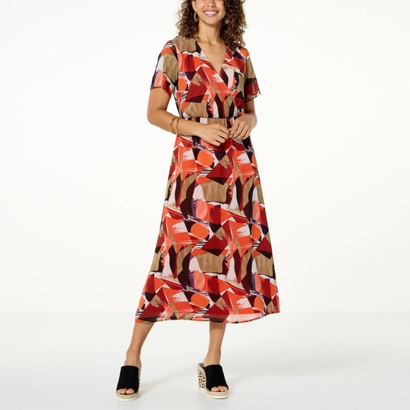 NWT Anthony Originals Printed Chiffon Midi Dress - 826-218 - Size 1X - Picture 1 of 6